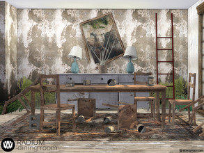 Sims 4 — Radium Dining Room by wondymoon — Dining room set for the new TSR theme; post apocalyptic style Radium Dining