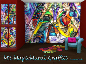 Sims 4 — MB-MagicMural_Graffiti by matomibotaki — MB-MagicMural_Graffiti, cool and stylish graffiti mural, comes in 3