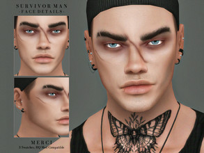 Sims 4 — Survivor Man -Face Details- by -Merci- — Survivor Man Set -3 Swatches. -Skin Detail Category. Have Fun!