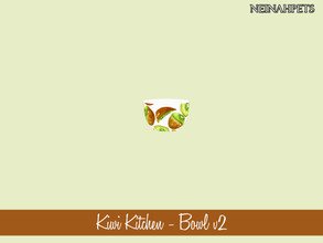 Sims 4 — Kiwi Kitchen Decor - Bowl v2 by neinahpets — A watercolor kiwi motif on a bowl.