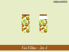 Sims 4 — Kiwi Kitchen Decor - Jars v1 by neinahpets — A watercolor kiwi decorated jar. 2 Colors.