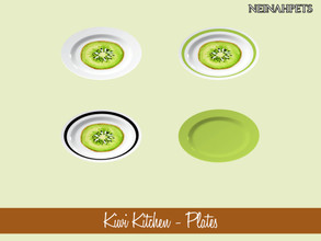 Sims 4 — Kiwi Kitchen Decor - Plate by neinahpets — A kiwi themed plate set. 4 Colors.