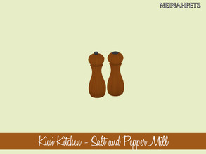 Sims 4 — Kiwi Kitchen Decor - Salt and Pepper Mill by neinahpets — A saturated wooden salt and pepper mill set.