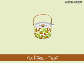 Sims 4 — Kiwi Kitchen Decor - Teapot by neinahpets — A teapot with watercolor kiwi motif.