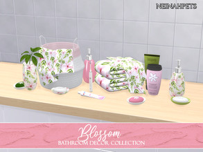 Sims 4 — Blossom Bathroom Decor {Mesh Required} by neinahpets — A lovely watercolor cherry blossom bathroom collection.
