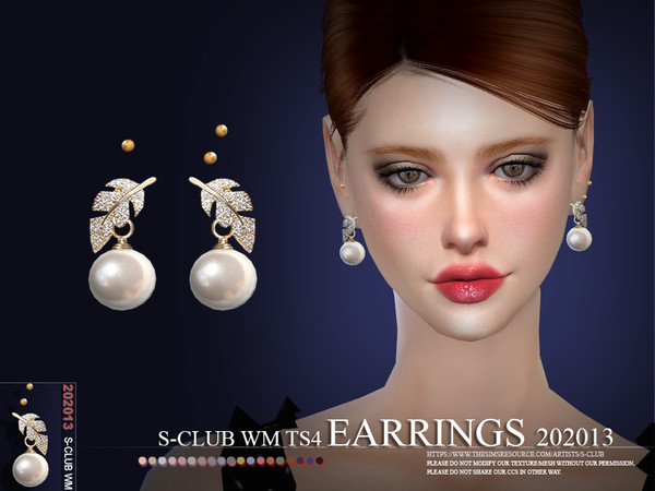 Sims 4 — S-Club ts4 WM EARRINGS 202013 by S-Club — Earrings, 3 swatches, hope you like, thank you