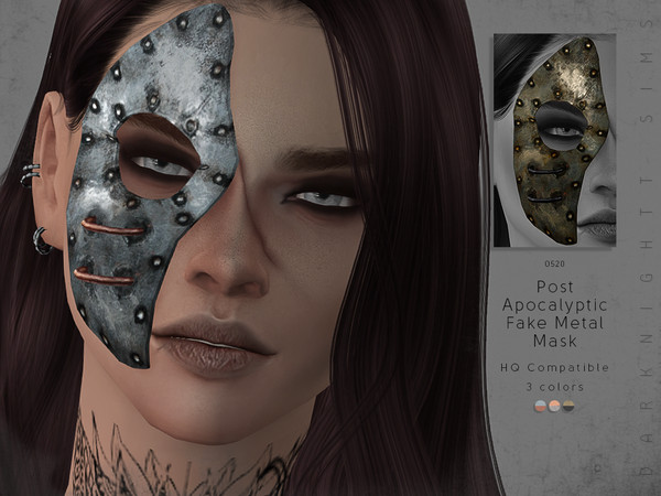 Sims 4 — Post Apocalyptic Fake Metal Mask by DarkNighTt — Post Apocalyptic Fake Metal Mask Have 3 colors. Printed