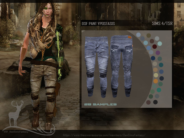 Sims 4 — DSF PANT YPOSTASIS by DanSimsFantasy — Jeans trousers made of flexible and resistant material, have a pleated