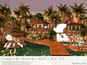 Sims 4 — Tropical Restaurant - No CC by Sarina_Sims — A large tropical restaurant in the middle of nature (for Sulani).