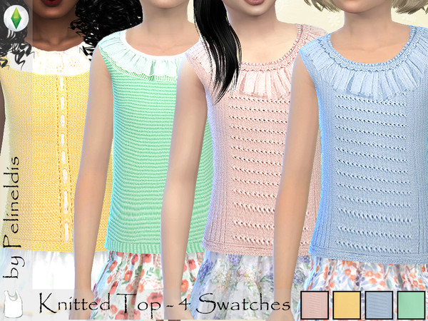 Sims 4 — Knitted Top by Pelineldis — Lovely knitted top in summer colors for girls.