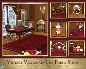 Sims 2 — Vintage Victorian-The Poet's Study by Cashcraft — Recolor of the Victorian Inspired Study set. This set features