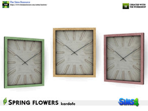 Sims 4 — kardofe_Spring flowers_Clock by kardofe — Wall clock, square with wooden frame in three colour options 