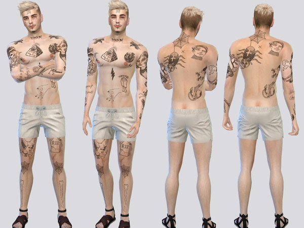 Sims 4 — Stone Boy Tattoo by McLayneSims — Unisex Standalone item Please don't upload my works to any PAYSITES Please