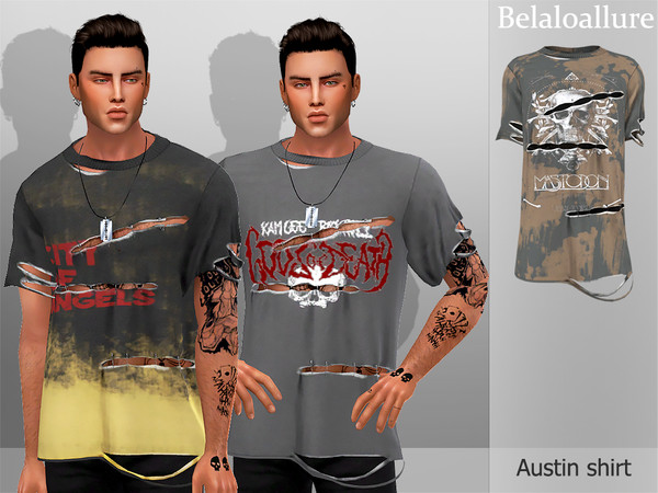 Sims 4 — Belaloallure_Austin shirt by belal19972 — Ripped T shirt with safety pins for your sims , enjoy :)