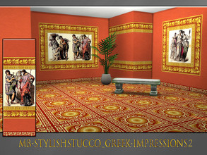 Sims 4 — MB-StylishStucco_Greek-Impressions2 by matomibotaki — MB-StylishStucco_Greek-Impressions2, lush wallpaper partly