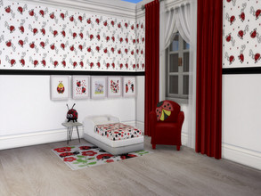 Sims 4 — Ladybug set curtains Left by seimar8 — Ladybug curtains right. comes in five swatch recolours.