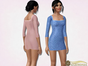 Sims 3 — Slinky Square Neck Bodycon Dress by Harmonia — 4 color. recolorable Please do not use my textures. Please do not