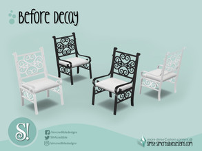 Sims 4 — Before Decay - chair by SIMcredible! — by SIMcredibledesigns.com available at TSR 2 colors variations + 2 colors