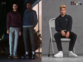 Sims 4 — Oversized Hoodie by jwofles-sims — large relaxed fit hoodie for male sims with a t-shirt layered under. it comes