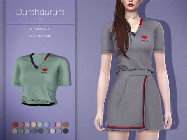 Sims 4 — LMCS Dumhdurum Top by Lisaminicatsims — -Adult-Elder-Teen-Young Adult -New Mesh -18 swatches