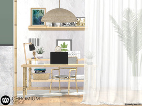 Sims 4 — Chromium Office by wondymoon — Tropical style office with bamboo or plain wood texture options; Chromium! Have
