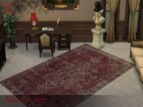 Sims 4 — Maroon rug Large_RavensF by Ravens_Fury2 — Hi everyone! I made this old vintage rug Maroon for just that little