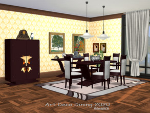 Sims 4 — Dining Art Deco 2020 by ShinoKCR — A small Art Deco Dining Set -Dining Table -Dining Chair -Console -Cabinet