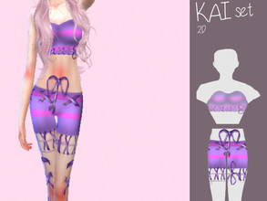 Sims 4 — Kai Set by leonamcboner — This set includes a laced up top with ribbons and bows and some pants that are laced