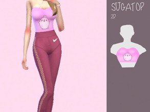 Sims 4 — Suga Top by leonamcboner — A cute pink top with a kawaii bunny on it.