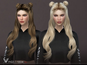 Sims 4 — WINGS-TZ0518 by wingssims — This hair style has 20 kinds of color File size is about 18MB Hope you like it!