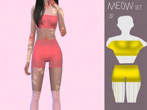 Sims 4 — Meow Set by leonamcboner — Beautiful clothes with tinsel coming down for your sims! This set includes a top and