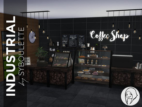 Sims 4 — Industrial Coffee Shop by Syboubou — This set contains all the basics for your coffee shop, restaurant, or even