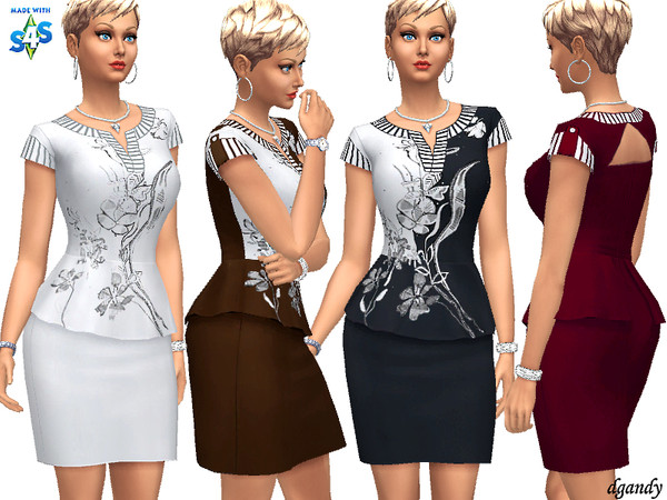 Sims 4 — Dress 20200519 by Dgandy — Base game item Outfits: Everyday Formal Party 4 colors