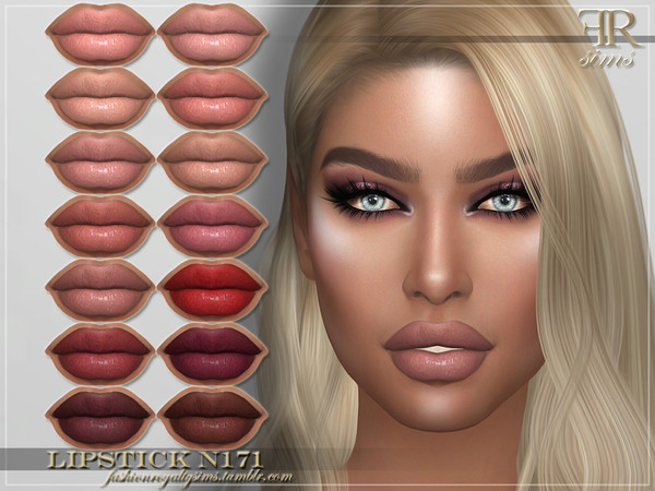 Sims 4 — Lipstick N171 by FashionRoyaltySims — Standalone Custom thumbnail 14 color options HQ texture Compatible with HQ