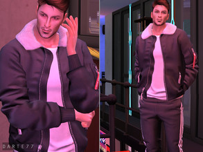 Sims 4 — Bomber Jacket - Acc by Darte77 — This jacket is labeled as accessory, which means you can add a top underneath