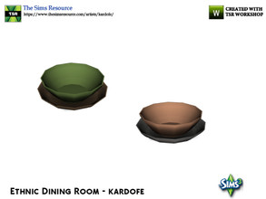 Sims 3 — kardofe_Ethnic Dining Room_Dishes by kardofe — Two plates, the lower wooden one