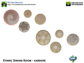 Sims 3 — kardofe_Ethnic Dining Room_Wall trays by kardofe — Group of four raffia trays to decorate the wall, in two