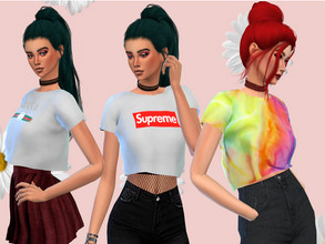 Sims 4 — Blair short t-shirt by chrimsimy — -female t-shirt -tie dye and graphic swatches -all LODS -11 swatches 