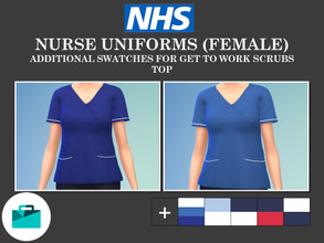 Sims 4 — NHS Nurse Uniforms (Shirts, Female) by Teknikah — NHS nurse uniform swatches added to the Get To Work scrubs New