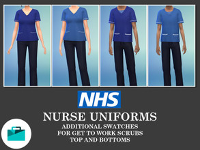 Sims 4 — NHS Nurse Uniforms - Get to Work needed by Teknikah — NHS nurse uniform swatches added to the Get To Work scrubs