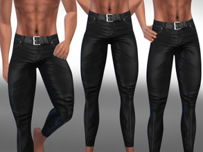 Sims 4 — Men Leather Pants with Belt by saliwa — Men Leather Pants with Belt