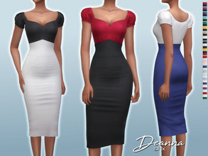 Sims 4 — Deanna Dress by Sifix2 — A retro inspired outfit with a short sleeved blouse and high waisted pencil skirt.