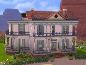 Sims 4 — Pink NOLA Mansion by ssigga — A classic posh mini Mansion inspired by the New Orleans villas of The French