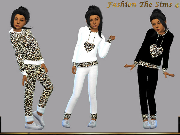 Sims 4 — Set Hoodie for Girls Lara 2 by LYLLYAN — Set Hoodie for Girls ,kid, in 4 styles. Base game.