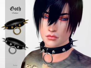 Sims 4 — Goth Choker by Suzue — F. Updated (2021) -New Mesh (Suzue) -10 Swatches -For Male (Teen to Elder) -HQ Compatible