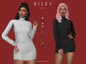 Sims 4 — RILEY | dress by Plumbobs_n_Fries — New Mesh Turtleneck Sweater Dress Female | Teen - Elders Cold Weather