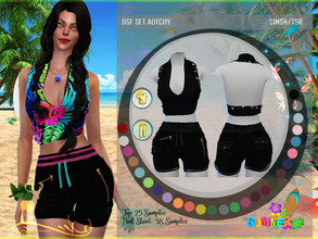 Sims 4 — DSF SET AUTCHY by DanSimsFantasy — This set contains a top and shorts. Modern Design is inspired by the