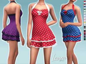 Sims 4 — Laura Dress by Sifix2 — - New mesh - 15 swatches - Base game compatible - HQ mod compatible - Teen - Young Adult