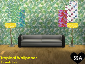Sims 4 — Tropical Wallpaper by SulSulAdrianna — Tropical inspired wallpaper with 6 swatches. I hope you enjoy :)