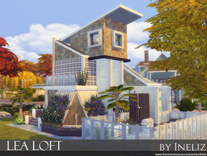Sims 4 — Lea Loft by Ineliz — Lea Loft is a tiny modern home with one full bedroom, one bathroom, kitchen-living-dining